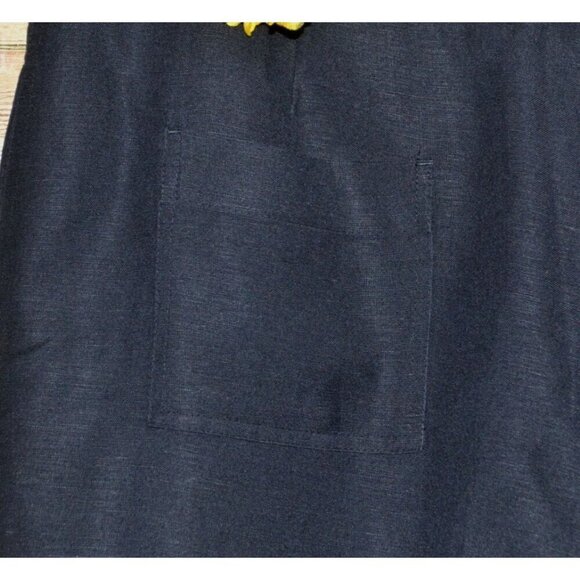 Larry Levine Black Cropped Ankle Linen Blend Pants Size 16 Casual Cargo Pocket - Picture 6 of 8